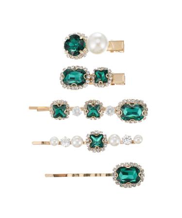 Lurrose 5pcs Pearl Crystal Hair Clips for Women Style 2