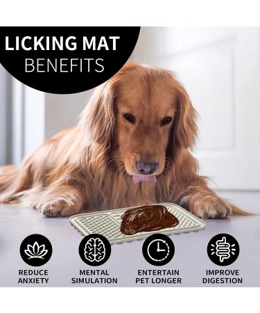 Silicone Licking Mat for Dogs and Cats - Boredom & Anxiety Relief, Slow Feeder Dog Food Mat - Beige, 3 Interactive Puzzles - Buy Online on GoSupps.com