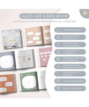Life Compass Baby Album | My First Year Air - 75+ Stickers & Saying Cards | Perfect Baby Diary & Memory Book for Girls & Boys - Buy Online on GoSupps.com