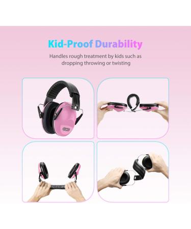 Dr.meter Kids Ear Defenders SNR 27dB Earmuffs - Pink, Noise Blocking, Adjustable Headband for Sleeping and Studying - Buy Online on GoSupps.com