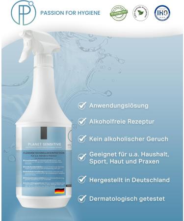 Planet Sensitive Non-Alcoholic Disinfectant - 6x1L Spray for Hands Skin & Areas | Halal & Kosher | Effective Against Bacteria Viruses & Mold - Buy Online on GoSupps.com