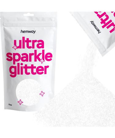 Hemway Fine Glitzer -Ultra -Sparkle 100g 3.5 ounces Cosmetic Safe 1/64 "0.015" 0.4mm - Crystal Diamond White White Iridecent Fine - 100G - Buy Online on GoSupps.com