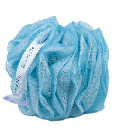 Bodylife Body Buffer Puff Exfoliating Bath & Shower Body Pouf Scrunchie Body Scrubber Blue & White 55g 1 Count (Pack of 1)