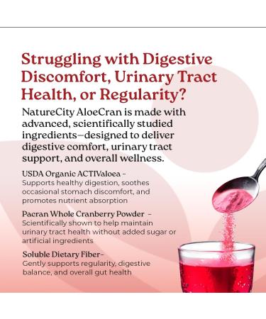 NatureCity AloeCran Sugar Free Drink Mix Supplement | Pure Aloe Vera Cranberry Powder & Dietary Fiber| Unsweetened Cranberry Concentrate | Supports Digestive Urinary & Metabolic Health | 60 Servings 15.03 Ounce (Pack of 1) - Buy Online on GoSupps.com