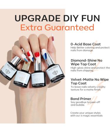 Modelones 32 PCS Gel Nail Polish Kit 28 Colors All Seasons Gel Polish with Base Coat Glossy & Glitter & Matte Top Coat and Nail Primer Black Brown Red Purple UV Gel Nail Gifts for Women DIY Salon Home Black Nude - Buy Online on GoSupps.com