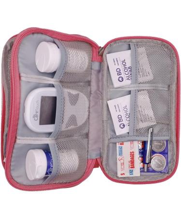 Premium Pink Diabetes Testing Kit Travel Case/ Storage Bag with Zipper - Convenient and Stylish Solution - Buy Online on GoSupps.com