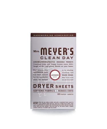 Mrs. Meyer's Dryer Sheets, Fabric Softener, Reduces Static, Infused with Essential Oils, Lavender Scent, 80 Count