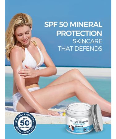 Stilip Organic Beef Tallow Sunscreen-SPF 50 with Zinc Oxide,Non-Toxic 2-in-1 Moisturizer & Mineral Sunblock | Reef Safe, Chemical-Free,Lightweight, Clean Formula for Sensitive Skin Natural Sunscreen. - Buy Online on GoSupps.com