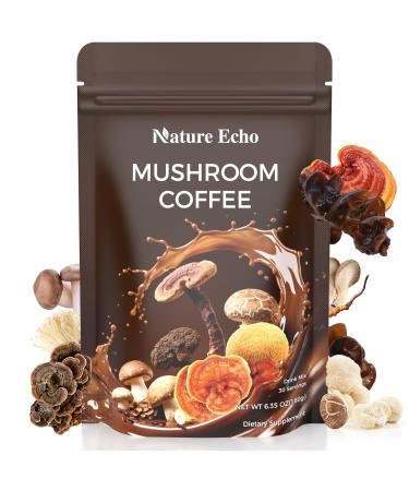 Mushroom Coffee 11 in 1 Mushrooms with Ashwagandha, Lion's Mane, Reishi, Cordyceps, Shiitake, King Oyster & Turkey Tail,Instant Coffee Powder for Boosts, Energy, Focus & Immunity Support(30 Servings)