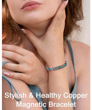 EnerCoppeX Copper Magnetic Bracelet for Women - Turquoise Jewelry with 3500 Gauss Magnet (COB-0168) - Buy Online on GoSupps.com