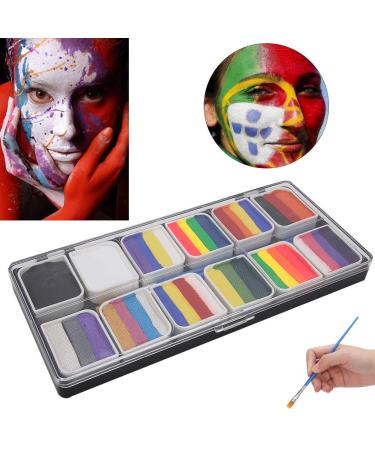 Professional Face Body Paint Kit - 12 Colors with Brushes | Safe Halloween Makeup Palette for Parties & Body Art - Buy Online on GoSupps.com