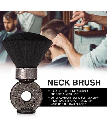 Neck Duster Brush for Barber Hair Cutting Cleaning Ring Handle Salon Tool Soft Brush to Remove Broken Hair from Neck Face Ears Large Brushes (Bling Black) - Buy Online on GoSupps.com