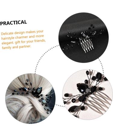 DOITOOL Black Crystal Hair Accessories Bridal Insert Black Barrettes Vintage Hair Accessories Wedding Bridal Hair Accessories Hair Pin Women's Alloy Comb European and American - Buy Online on GoSupps.com