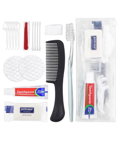 25 Sets Personal Hygiene Kit Bulk Disposable Toothbrushes with Toothpaste Floss Comb Soap Cover and Vanity Kit Toiletry Kits Homeless Supplies Bulk for Women Men Travel Homeless