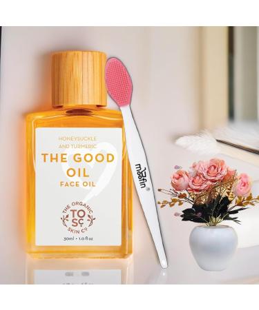 Good Oil Face Oil 30ml Bundle with Nose Cleaning Brush | Nourishing Glow Serum with Rosemary & Turmeric | Gua Sha Care - Buy Online - Buy Online on GoSupps.com