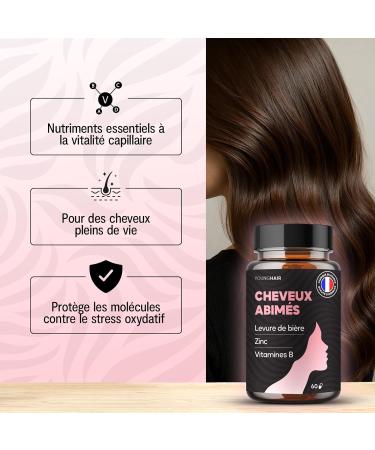 Cure Cheveux Ab m s Levure de bi re Zinc Vitamines B1 B3 B5 B6 B8 B9 B12 Compl ment Alimentaire - 1 mois 60 g lules Fabriqu en France Young Hair - Buy Online on GoSupps.com