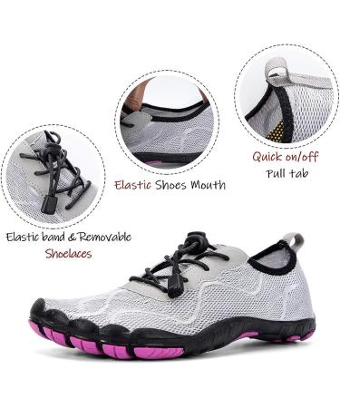 hiitave Women's Quick Dry Water Shoes for Swim, Dive, Surf - 7.5 - Light Gray/Purple - Buy Online on GoSupps.com