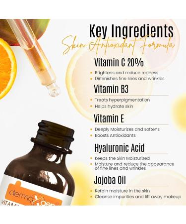 20% Vitamin C Serum with Hyaluronic Acid & Retinol - Organic Anti-Aging Moisturizer for Youthful Skin (2 FL OZ - Buy Online on GoSupps.com