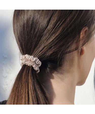 6 Pcs Silk Skinnie Scrunchies Set in Black, Pink, and Nude | Soft & Comfortable Hair Accessories for Women and Girls - Frizz Prevention and Ponytail Holders - Buy Online on GoSupps.com