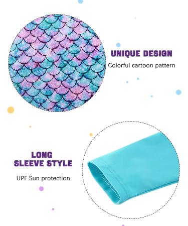 Girls 2 Piece Long Sleeve Swimsuit UPF 50+ Mermaid Design | Ages 4-10 - Buy Online on GoSupps.com
