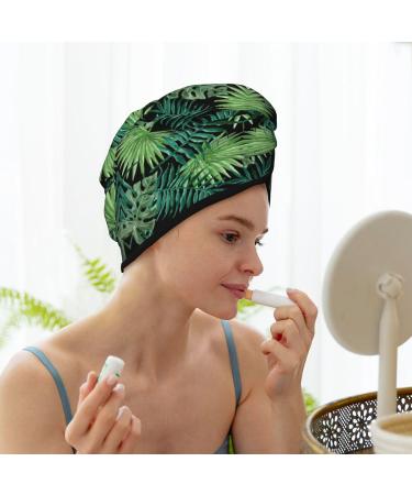 Transparent Palm Leaf Coral Velvet Hair Cap | Quick-Dry Towel Wrap for Travel & Home - Unisex Design - Buy Online on GoSupps.com