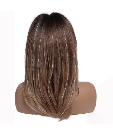Buy Haircube Long Brown Wigs for Women - Layered Synthetic Hair Wig with Pony | Ombre Brown to Blonde with Dark Roots | 2-Part Set Golden Brown - Buy Online on GoSupps.com