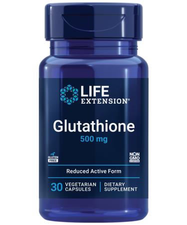 Life Extension Glutathione 500 mg Glutathione Capsules Antioxidant Supplement Oxidative Stress Active Reduced Form Gluten-Free Non-GMO Vegetarian 60 Capsules