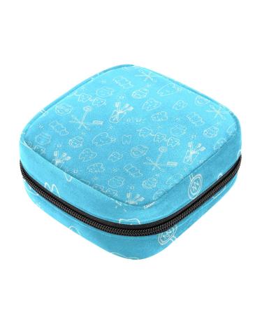 Sanitary Napkin Storage Bag Portable Period Bag for Women Teen Girls Cartoon Teeth Pattern Menstrual Cup Pouch Nursing Pad Holder (Multicolor) Color 3