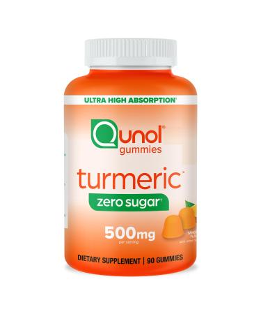Qunol Zero Sugar Turmeric Gummies Gummy with 500mg Turmeric Curcumin Joint Support Supplement Ultra High Absorption Turmeric Curcumin Vegetarian Gluten Free 90 Count