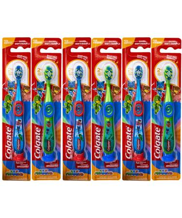 Colgate PJ Masks Toothbrush for Toddlers & Little Children with Suction Cup, Kids 2-5 Years Old, Extra Soft, Pack of 6