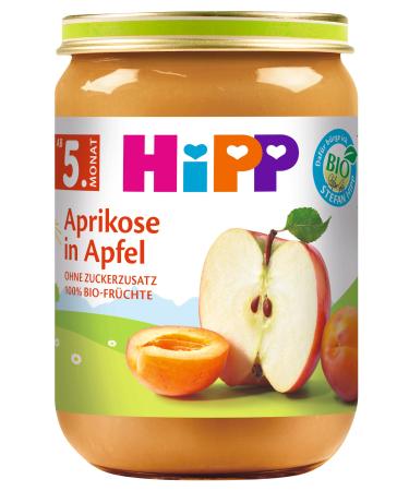 HiPP Fruits Apricot in Apple Pack of 6 (6 x 190 g) H 4370 Apricot/Apple 190g 190 g (Pack of 6) Apricot/Apple