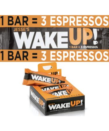 WAKE UP (1 Bar = 3 ESPRESSOS): Vegan, Gluten Free Energy Bar, 250mg Caffeine (Plant-Based), 110 Calories, Kosher Ingredients, Non GMO, Low Sugar, Dairy Free, Egg Free, Soy Free, Dark Chocolate Flavor Rice Crisp Bar to Boos…