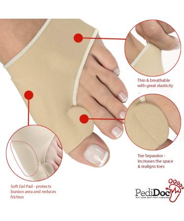 PediDoc Bunion Corrector for Women - Bunion Relief Sleeves with Gel Toe Separator - Hallux Valgus Relief & Toe Alignment - Size Large - Buy Online on GoSupps.com