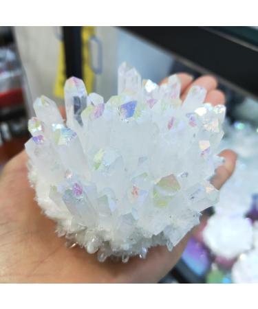 Home Decoration 1pcs 400-500g Crystal Minerals Natural Electroplated Aura Angel Clear Quartz Crystal Cluster for Home Decoration s Home Collections - Buy Online on GoSupps.com