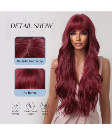 Long Natural Wave Red Wigs for Women | Cosplay Party Synthetic Hair Wigs with Bangs - Shop Internationally! - Buy Online on GoSupps.com