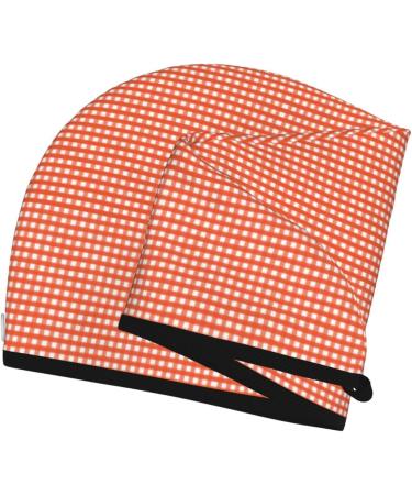 Hair Towel Wrap - Quick Drying Button Turban & Head Towel | Orange Gingham - Perfect for Fast Hair Drying - Buy Online on GoSupps.com