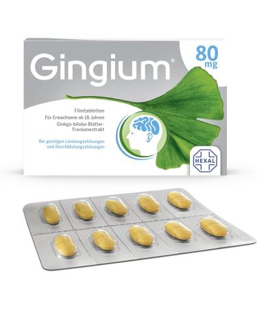 Gingium 80 mg Film-Coated Tablets - 30 pcs | Boost Memory & Combat Forgetfulness Naturally - Buy Online on GoSupps.com