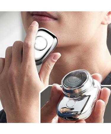 2023 New Mini-Shave Portable Electric Shaver Electric Razor for Men Pocket Size USB Fast Rechargeable Easy One-Button Use Wet and Dry Electric Razor for Home Travel Silver