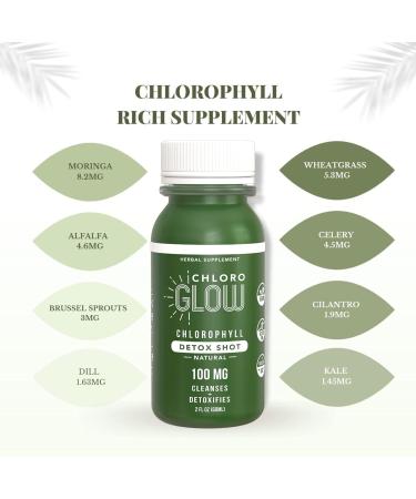 Chloroglow Chlorophyll Detox Shots - Organic Plant Based Energy Boost | Immune System Support | Cleanses & Detoxifies (4 Pack) - Buy Online on GoSupps.com