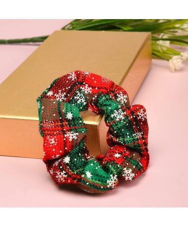 NAUZE 4 Pieces Christmas Snowflake Hair Scrunchies Plaid Elastic Hair Bands Christmas Hair Bobbles - Buy Online on GoSupps.com