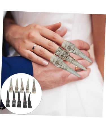 Amosfun 10pcs Halloween Witch Finger Cover Nail Set - Fake Finger Claws, Zombie Nails, Prank Props for Halloween - Buy Online on GoSupps.com