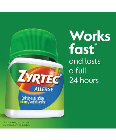 Zyrtec 24 Hour Allergy Relief Tablets - 10 mg Cetirizine HCl Individually Wrapped 50 ct Pack - Indoor & Outdoor Allergy Medicine - Buy Online on GoSupps.com