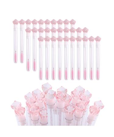 60 Pcs Pink Diamond Disposable Mascara Brushes Eyelash Spoolies Makeup Brush Mascara Wand in Sanitary Tube Lash Supplies