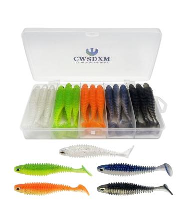 CWSDXM Soft Fishing Lures, 6.5cm/8cm Paddle Tail Swimbaits Soft Plastic Lures Kit for Bass Trout Walleye Crappie 30pcs/40pcs 8cm/3.15in - 30pcs