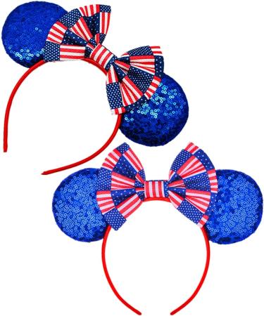 4th of July Striped Flag Mouse Ears Headband for Kids and Women - DIY Hair Accessories - Buy Online on GoSupps.com