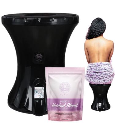 Magic V Steam Yoni Steam Kit Comes with 6 Ready to Steam Yoni Steam Herbs Tea Bags for V Cleansing, Moisturizing, Feminine Odor, Ph Balance & Postpartum Care Black Edition