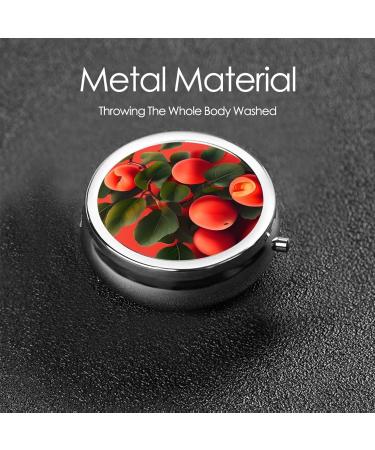 Red Apricot Round Pill Box - 3 Compartment Portable Travel Organizer for Easy Medication Management - Buy Online on GoSupps.com