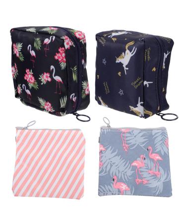 Gleavi 4 pieces Storage bags for women's bandages zipper money exchange coin holder cosmetics Storage bag girl money exchange bed linen made of cotton jewelry bag child waterproof