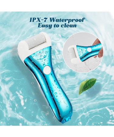 Electric Callus Remover - Rechargeable Foot Scrubber with 5 Roller Heads | Waterproof Pedicure Kit for Cracked Heels | Chromed Blue - Buy Online on GoSupps.com