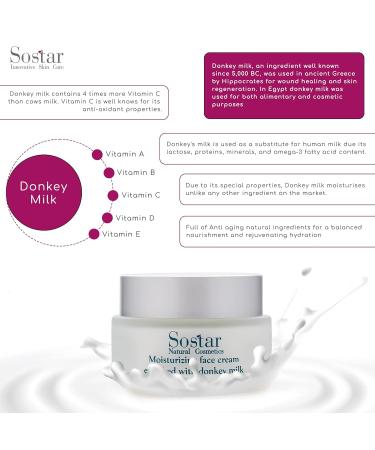 Sostar Moisturizing Face Cream with Donkey Milk 50ml - Hydrating Skincare for All Skin Types | Shop Internationally - Buy Online on GoSupps.com